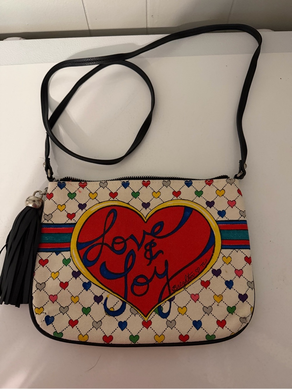 Brighton Love & Joy Heart Crossbody Bag Multicolor Tassel Purse